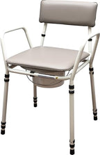 Aidapt Stacking Commode Chair Height Adjustable Free Standing Toilet Aid with Padded Back Armrests and Removable Seat Cover - Damaged Box