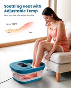 Comfier Foldable Foot Spa Massager with Heat Bubbles and Pressure Point Rollers Heated Foot Bath Tub for Stress Relief Blue - Damaged Box