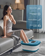 Comfier Foldable Foot Spa Massager with Heat Bubbles and Pressure Point Rollers Heated Foot Bath Tub for Stress Relief Blue - Damaged Box