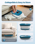 Comfier Foldable Foot Spa Massager with Heat Bubbles and Pressure Point Rollers Heated Foot Bath Tub for Stress Relief Blue - Damaged Box