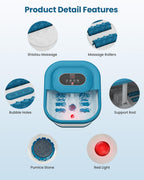 Comfier Foldable Foot Spa Massager with Heat Bubbles and Pressure Point Rollers Heated Foot Bath Tub for Stress Relief Blue - Damaged Box