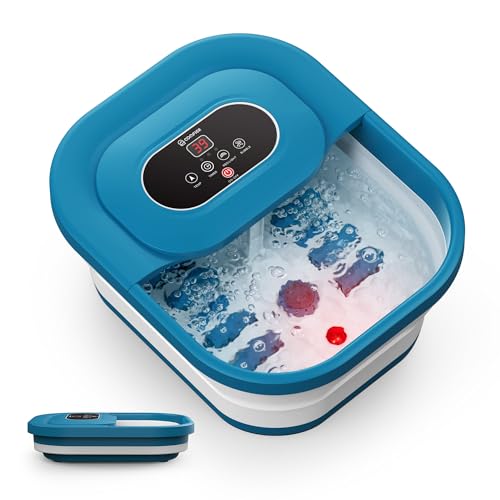 Comfier Foldable Foot Spa Massager with Heat Bubbles and Pressure Point Rollers Heated Foot Bath Tub for Stress Relief Blue - Damaged Box