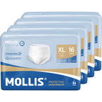 Mollis Incontinence Pants Unisex Disposable Adult Pull Up Nappies Maximum Absorbency Protective Underwear X-Large White 64 Pack - Damaged Box