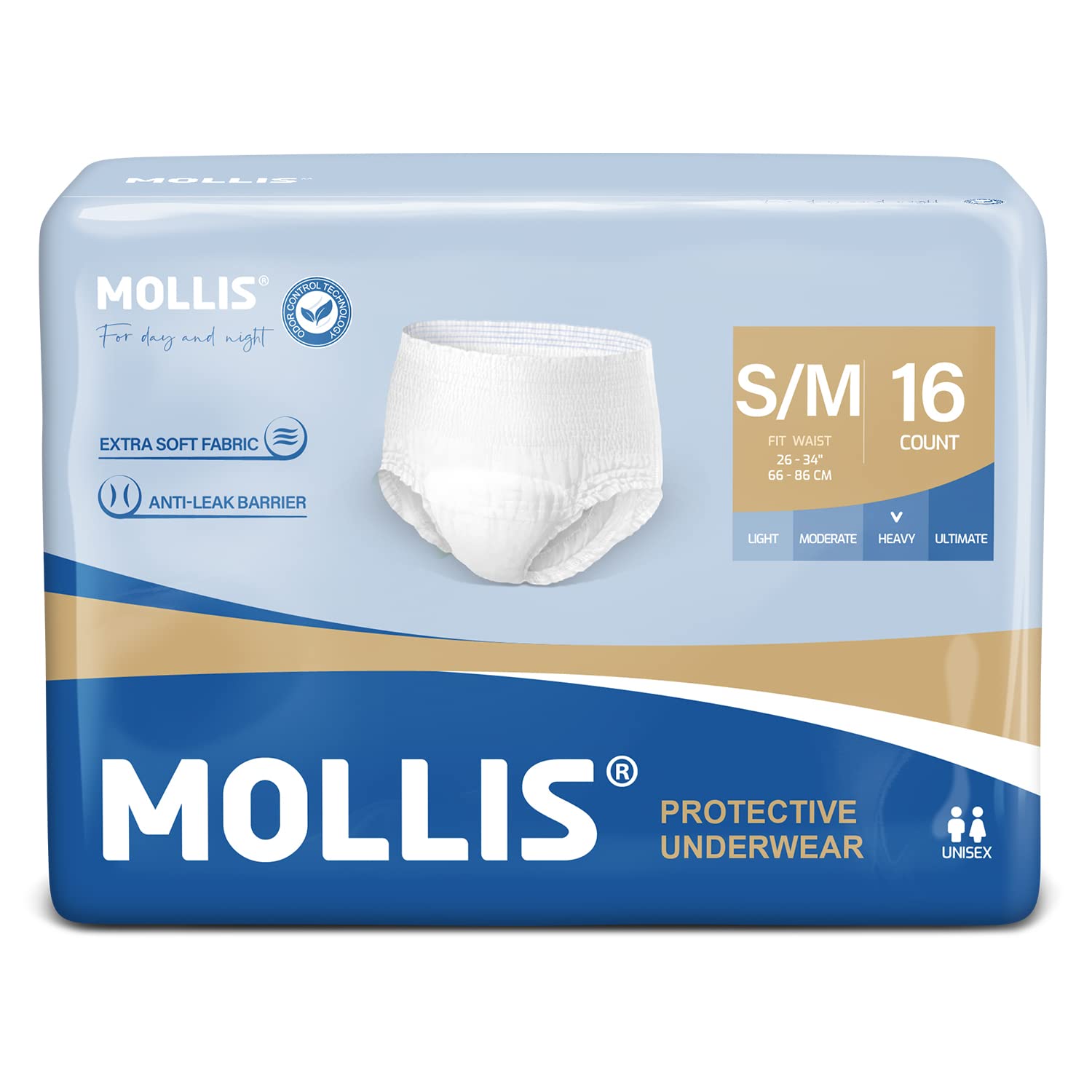 Mollis Incontinence Pants Unisex Disposable Adult Pull Up Nappies Maximum Absorbency Protective Underwear X-Large White 64 Pack - Damaged Box