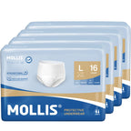 Mollis Incontinence Pants Unisex Disposable Adult Pull Up Nappies Maximum Absorbency Protective Underwear X-Large White 64 Pack - Damaged Box