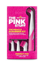 The Pink Stuff Miracle Scrubber Kit Electric Cleaning Tool with 4 Interchangeable Brush Heads for Bathroom Kitchen and Grout Cleaning - Damaged Box