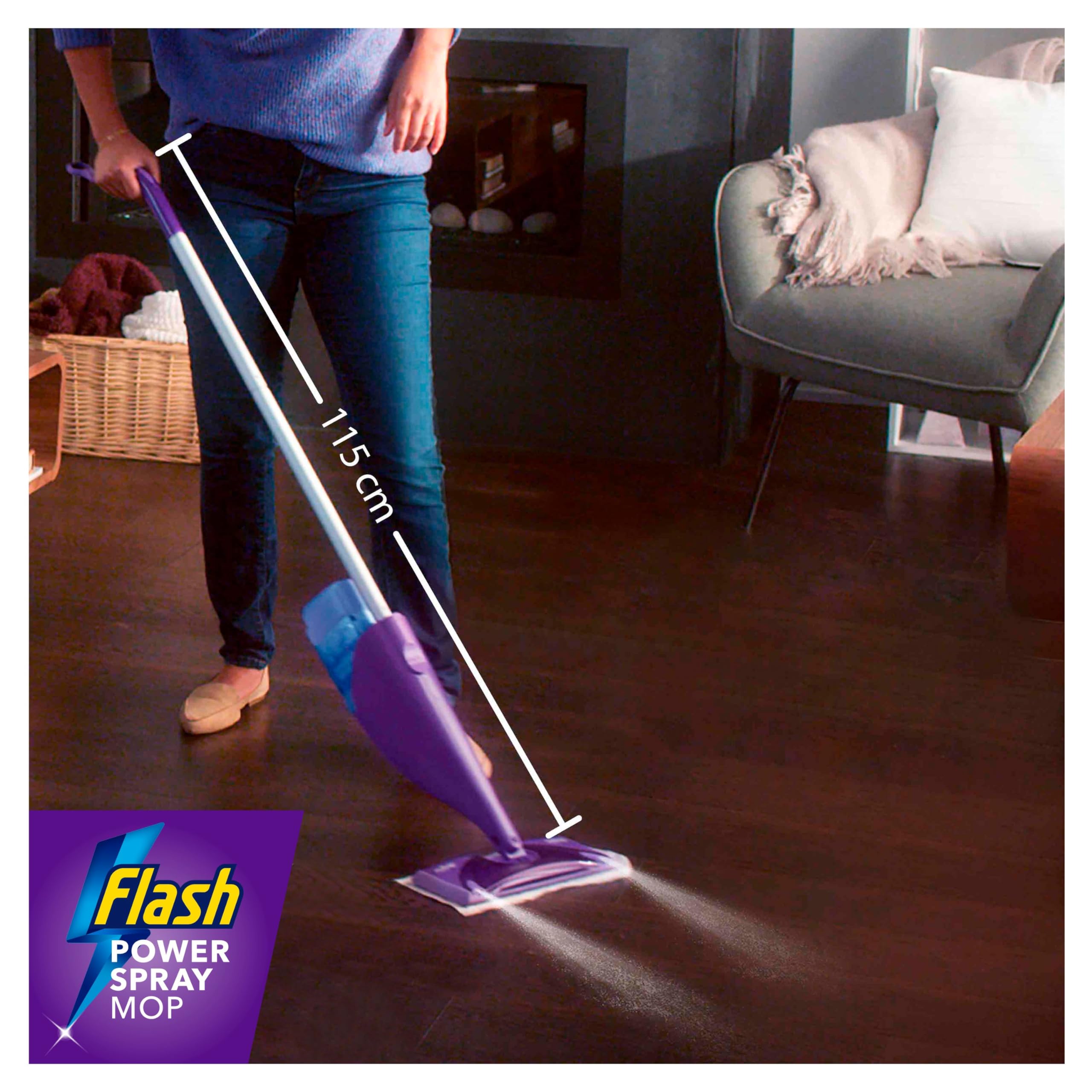 Flash Power Spray Mop Floor Cleaner Starter Kit Includes 1 Washable and 2 Disposable Pads All-In-One Hard Floor Cleaning System - Very Good