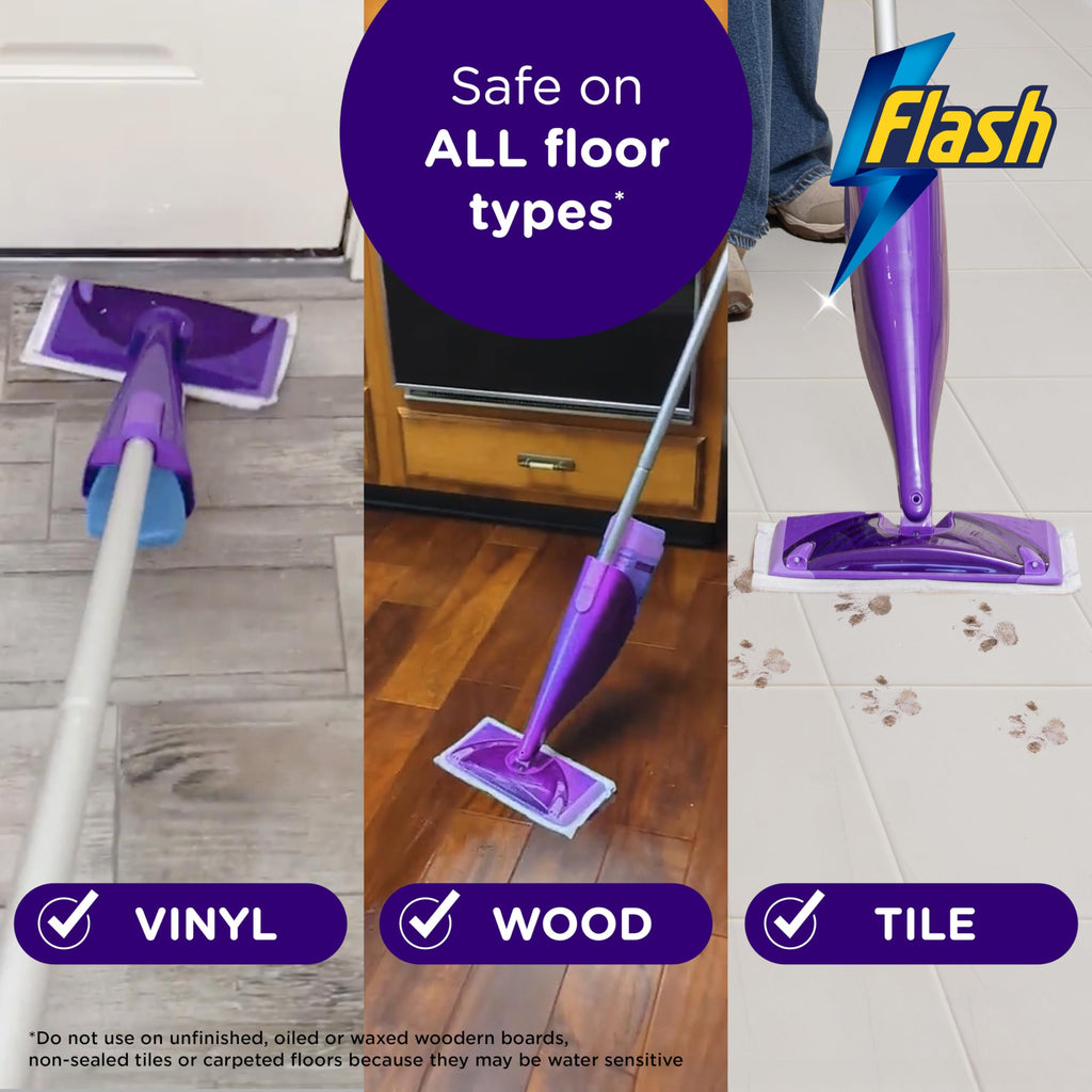 Flash Power Spray Mop Floor Cleaner Starter Kit Includes 1 Washable and 2 Disposable Pads All-In-One Hard Floor Cleaning System - Very Good