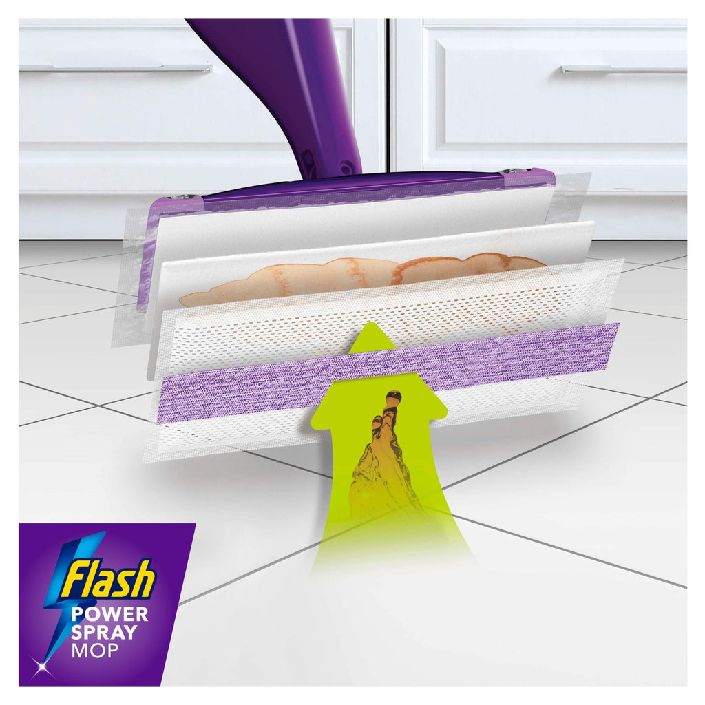 Flash Power Spray Mop Floor Cleaner Starter Kit Includes 1 Washable and 2 Disposable Pads All-In-One Hard Floor Cleaning System - Very Good