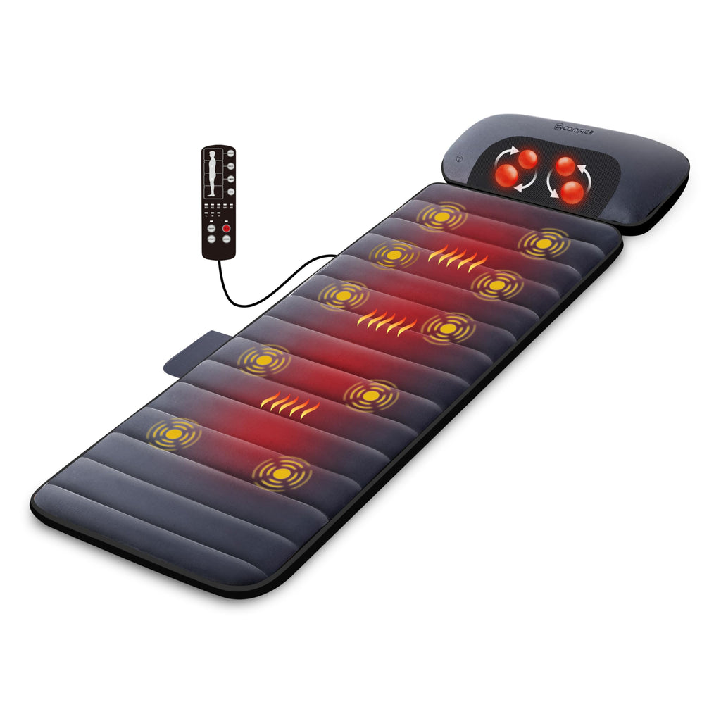 Comfier Full Body Massage Mat with Heat and Shiatsu Neck Massage Pillow - 10 Vibrating Motors and 4 Heating Pads for Back Pain Relief - Damaged Box