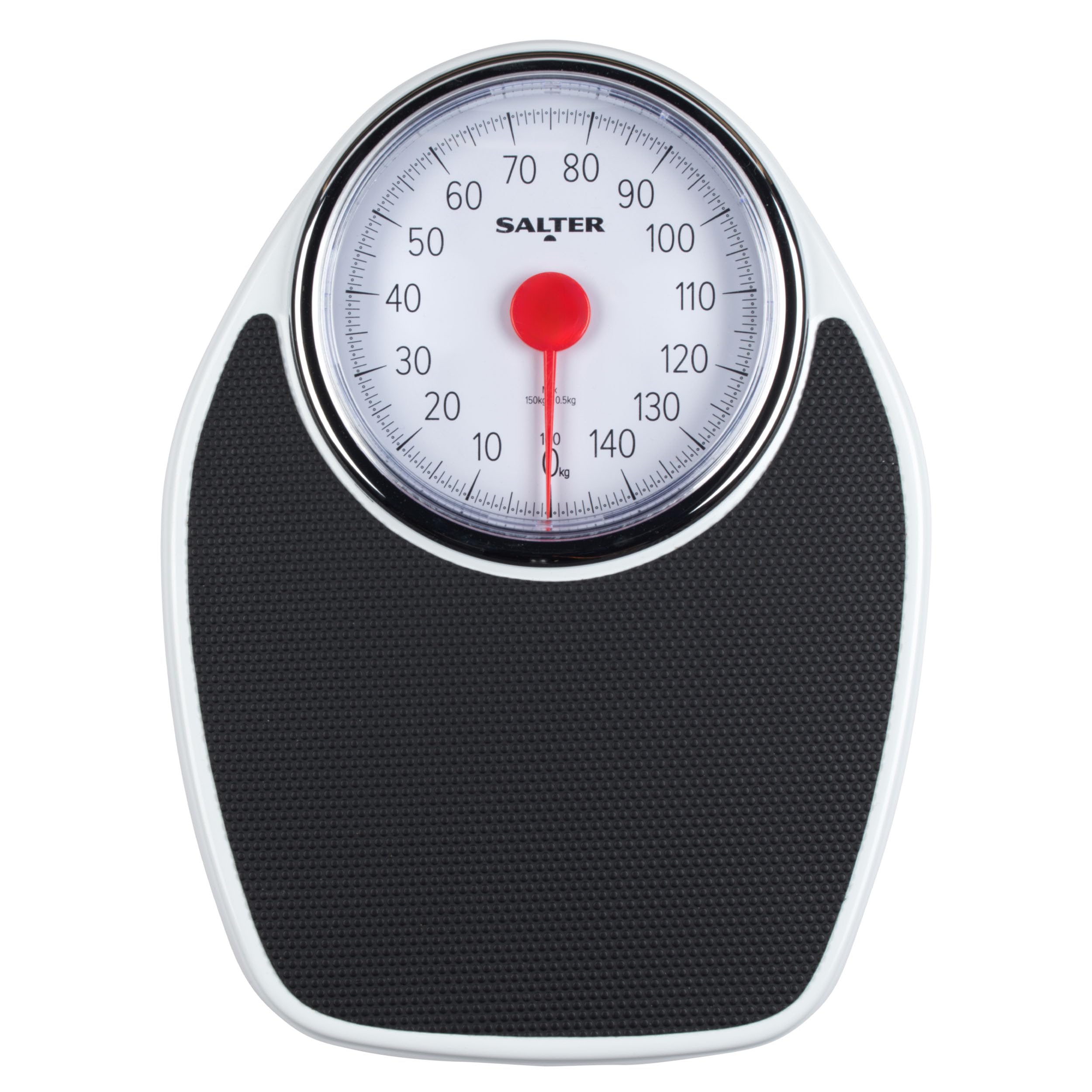 Salter Doctors Style Mechanical Bathroom Scale 150kg Large Dial Analog Body Weight Scales Extra Wide Platform Kilograms Only Black White - Damaged Box