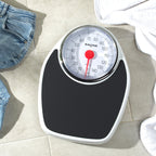 Salter Doctors Style Mechanical Bathroom Scale 150kg Large Dial Analog Body Weight Scales Extra Wide Platform Kilograms Only Black White - Damaged Box