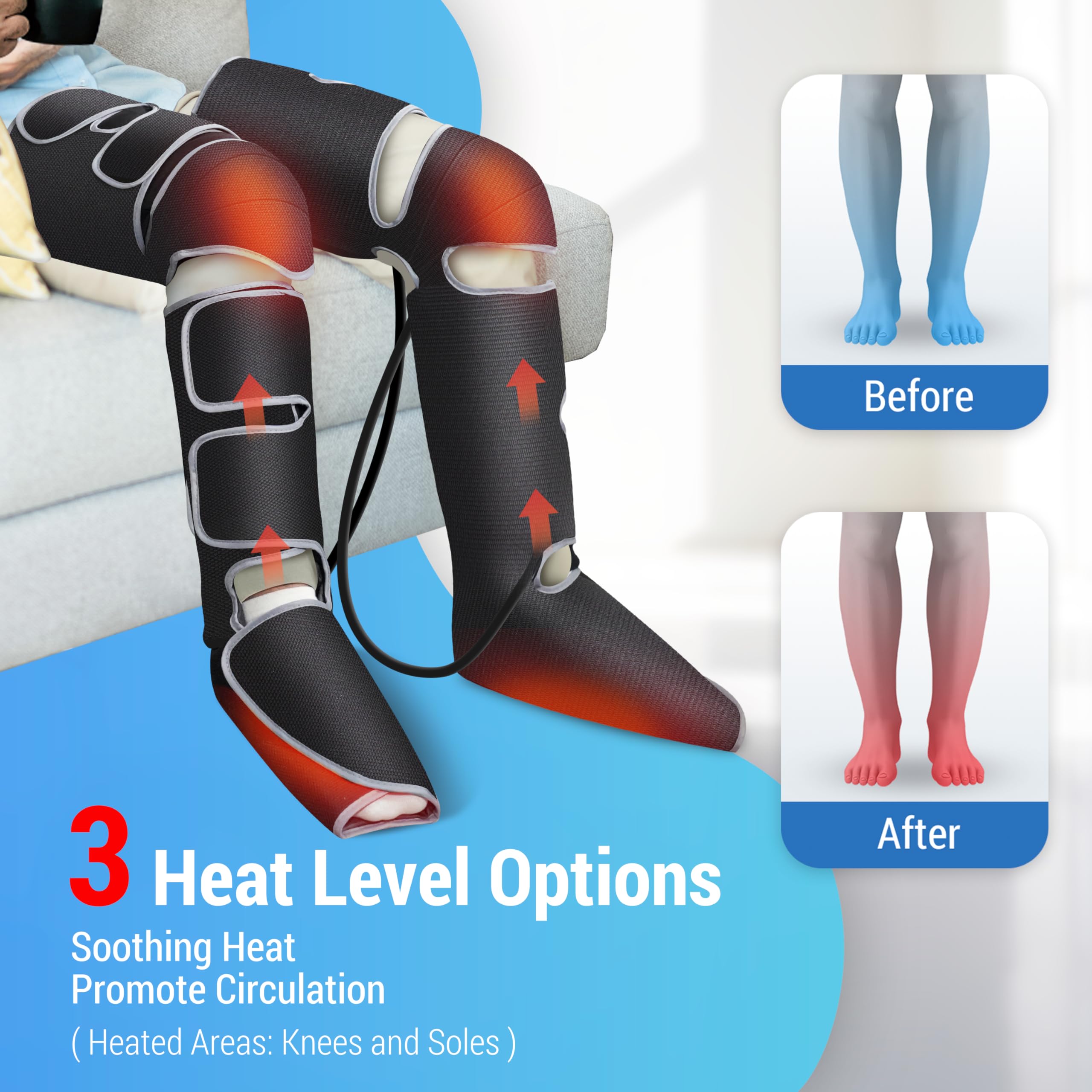 Comfier Leg and Knee Massager Machine with Heat 4D Kneading Calf Massage Boots Electric Compression Wraps for Circulation and Pain Relief - Like New