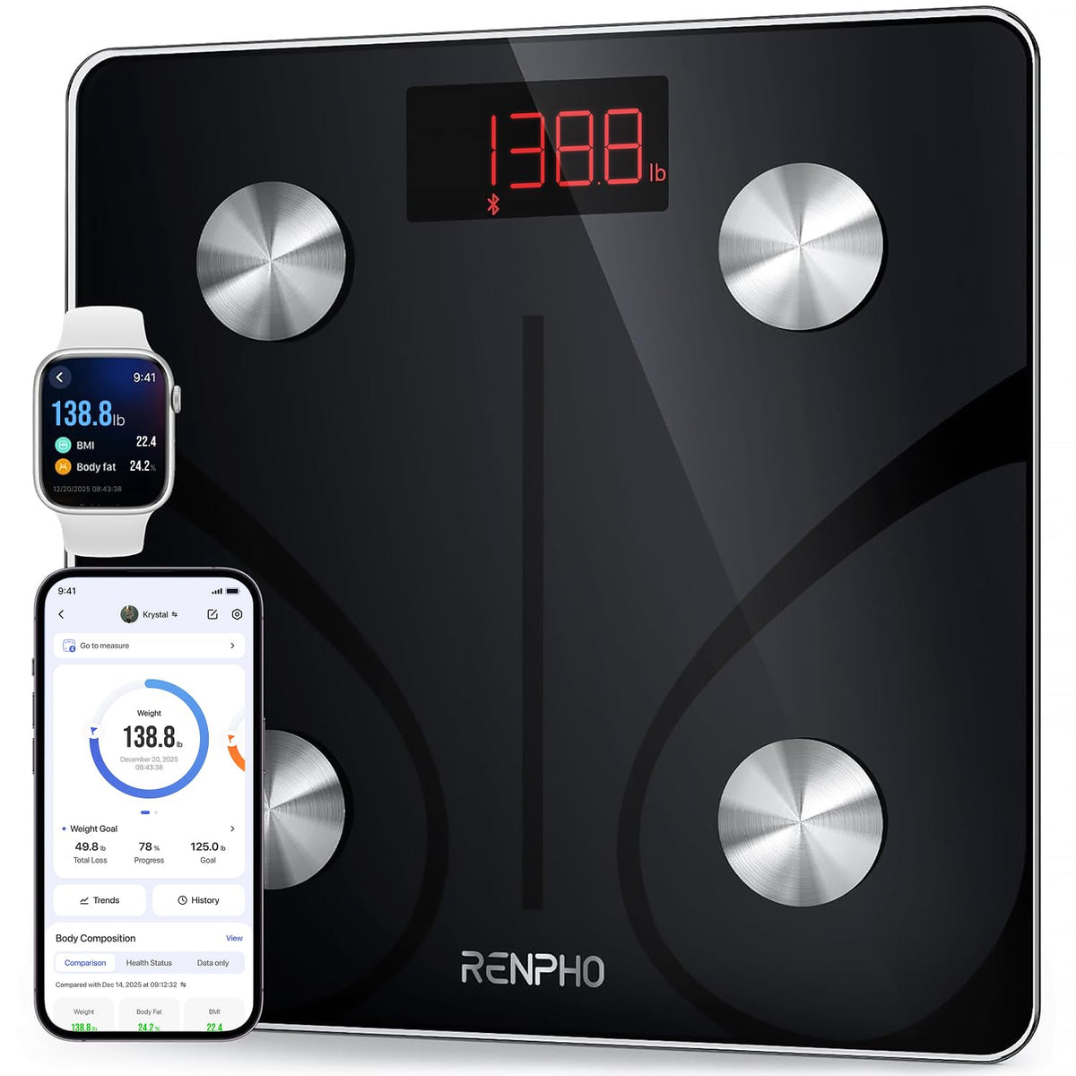 Elis 1 Smart Body Weight Scale Digital Bathroom Scales High Capacity Large LED Display Bluetooth App Sync Very Good