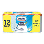 Regina Blitz Household Towels 12 Triple Layered Rolls 70 Sheets Per Roll Extra Large Kitchen Roll Recyclable Paper Packaging FSC Certified