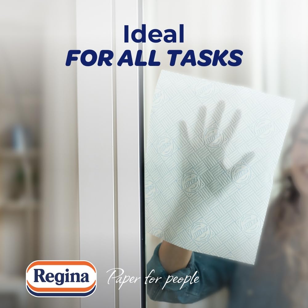 Regina Blitz Household Towels 12 Triple Layered Rolls 70 Sheets Per Roll Extra Large Kitchen Roll Recyclable Paper Packaging FSC Certified