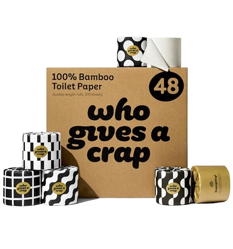 Who Gives A Crap Premium Bamboo Toilet Roll Box of 48 Rolls 3-Ply 370 Sheets Sustainable Biodegradable Plastic-Free Eco Friendly Bath Tissue