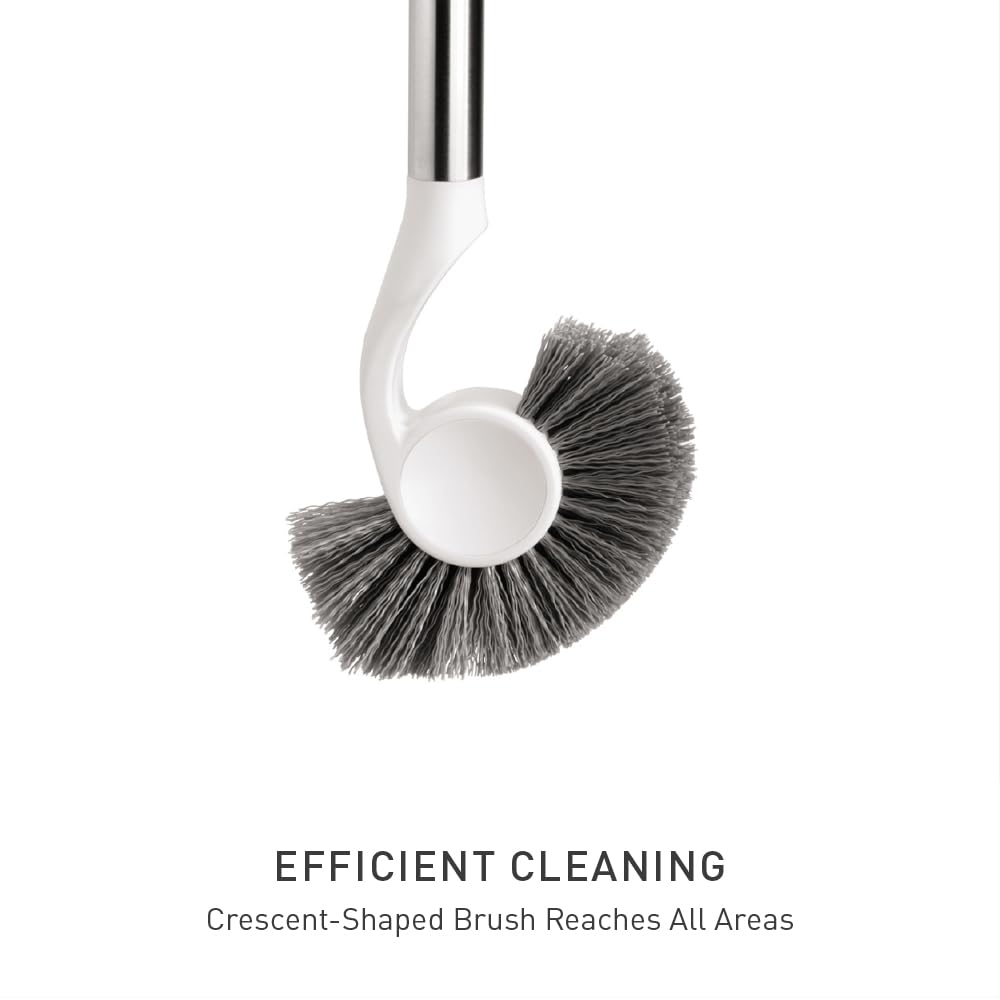 Simplehuman BT1083 Toilet Brush and Holder White Plastic with Stainless Steel Handle Drip-Free Design Bathroom Cleaning Set Removable Head - Damaged Box