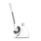 Simplehuman BT1083 Toilet Brush and Holder White Plastic with Stainless Steel Handle Drip-Free Design Bathroom Cleaning Set Removable Head - Damaged Box