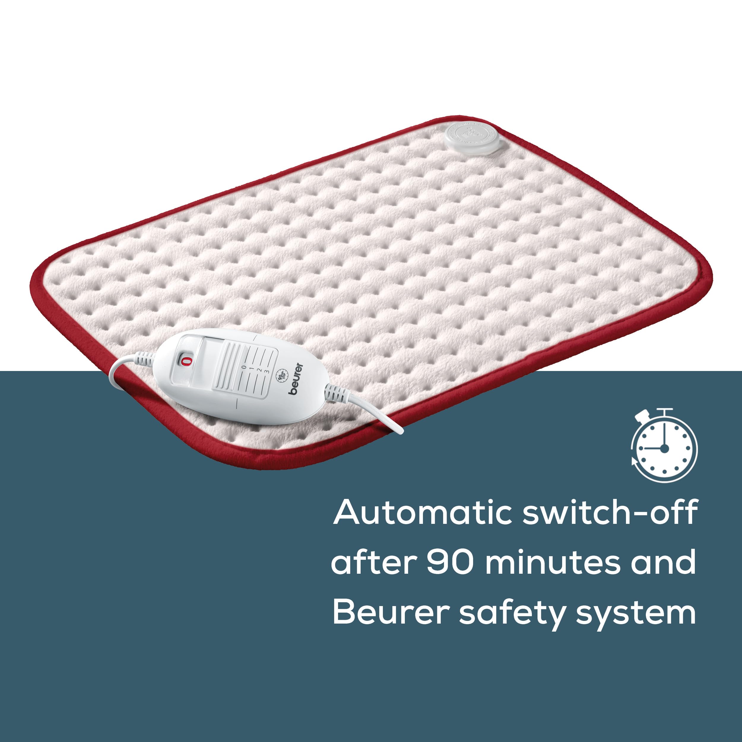 Beurer HK Comfort Heat Pad Super-Soft Electric Heating Pad with 3 Temperature Settings and Auto Switch-Off 44x33cm Machine Washable 100W - Damaged Box
