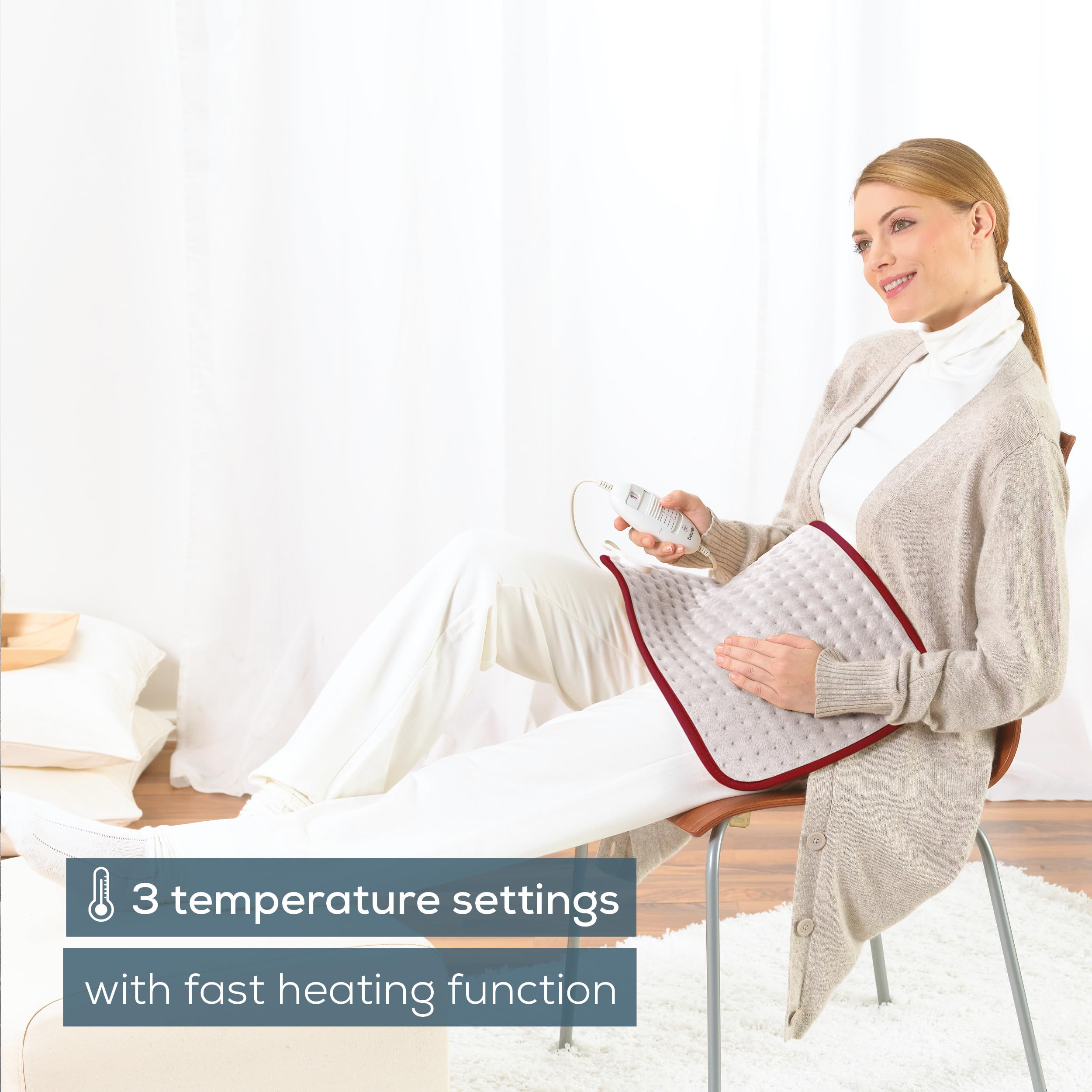 Beurer HK Comfort Heat Pad Super-Soft Electric Heating Pad with 3 Temperature Settings and Auto Switch-Off 44x33cm Machine Washable 100W - Damaged Box