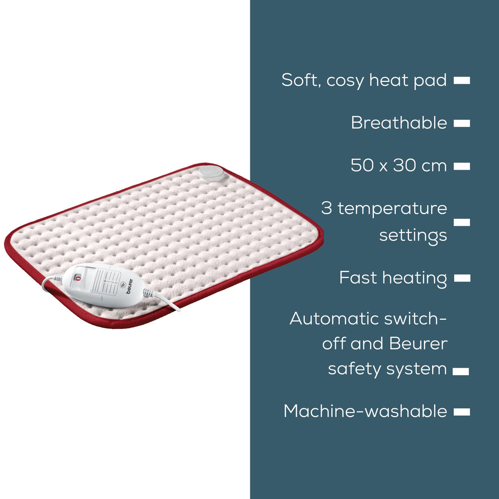 Beurer HK Comfort Heat Pad Super-Soft Electric Heating Pad with 3 Temperature Settings and Auto Switch-Off 44x33cm Machine Washable 100W - Damaged Box