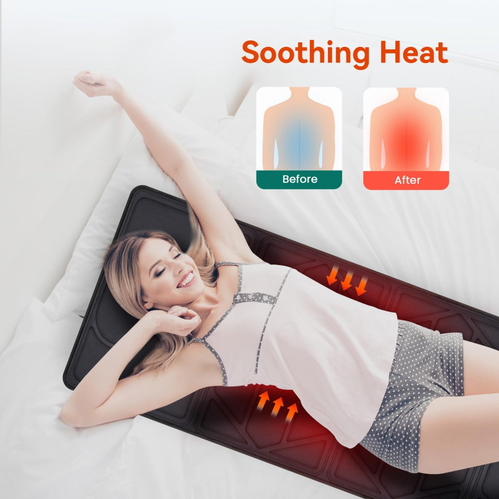 Snailax Full Body Massage Mat with Heat 10 Vibrating Motors Back Massager Mattress Pad with 2 Heating Pads for Neck Lumbar and Calf - Damaged Box