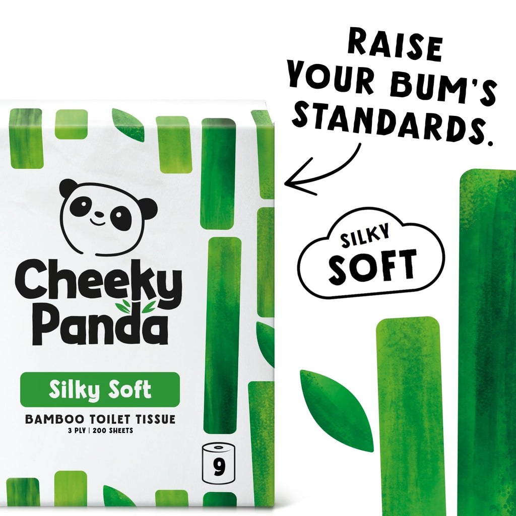 The Cheeky Panda Bamboo Toilet Rolls 45 Pack - 5 x 9 Rolls 3 Ply Eco Friendly Plastic Free Sustainable Compostable Loo Paper Bulk Buy - Damaged Box