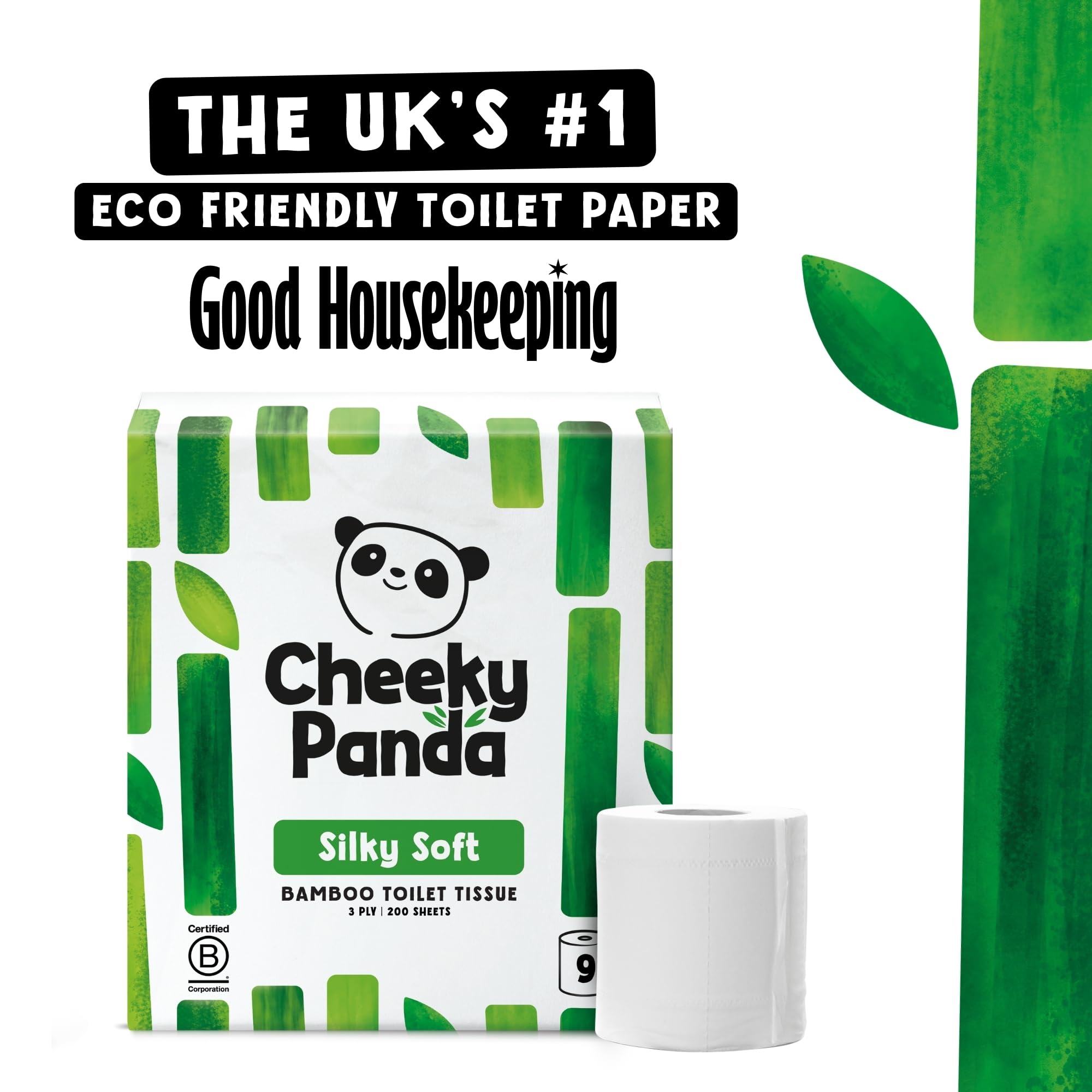 The Cheeky Panda Bamboo Toilet Rolls 45 Pack - 5 x 9 Rolls 3 Ply Eco Friendly Plastic Free Sustainable Compostable Loo Paper Bulk Buy - Damaged Box