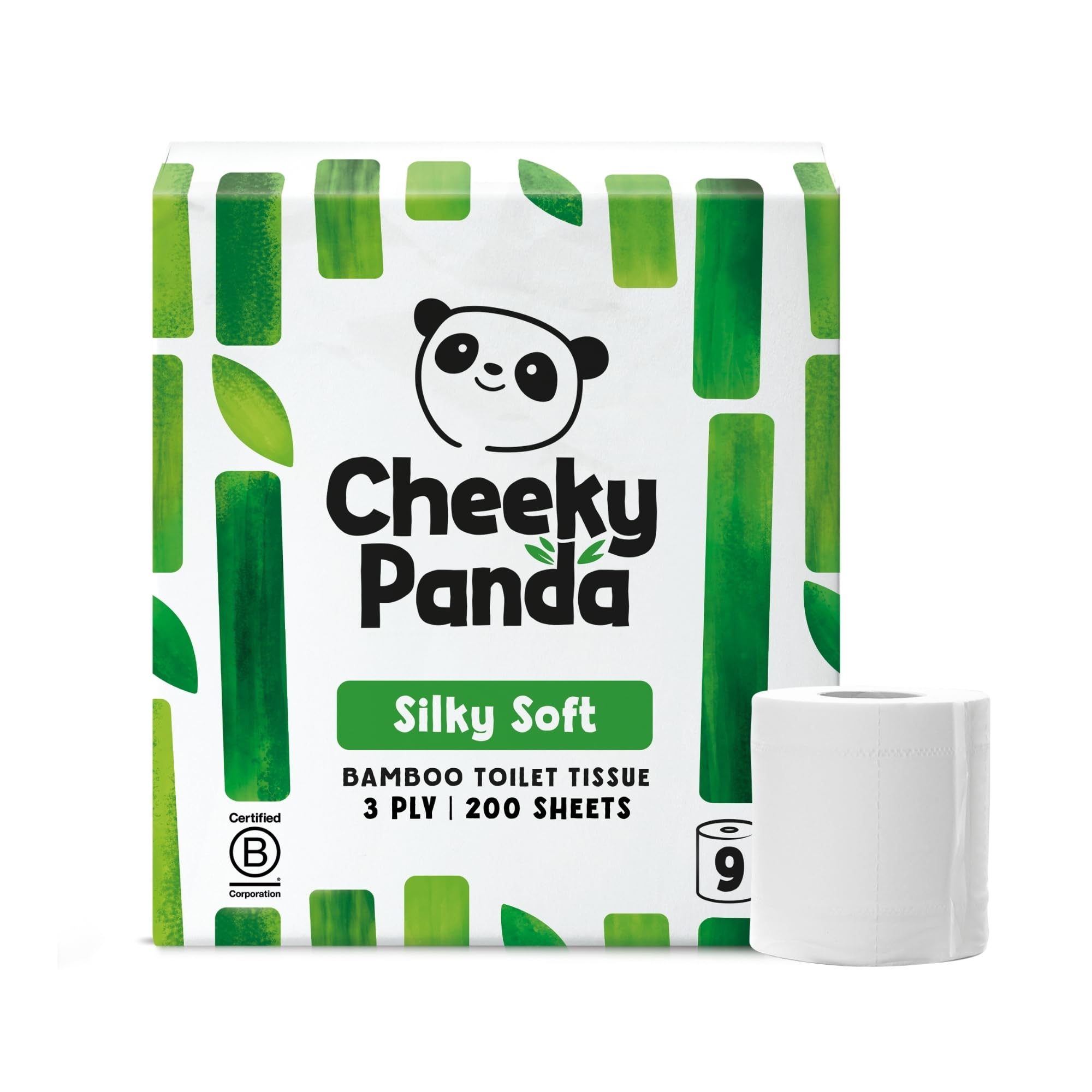 The Cheeky Panda Bamboo Toilet Rolls 45 Pack - 5 x 9 Rolls 3 Ply Eco Friendly Plastic Free Sustainable Compostable Loo Paper Bulk Buy - Damaged Box