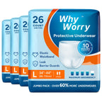 WhyWorry Incontinence Pants Unisex Disposable Adult Pull Ups Large 104 Pack Overnight Absorbency Odor Control Incontinence Underwear Bulk - Like New