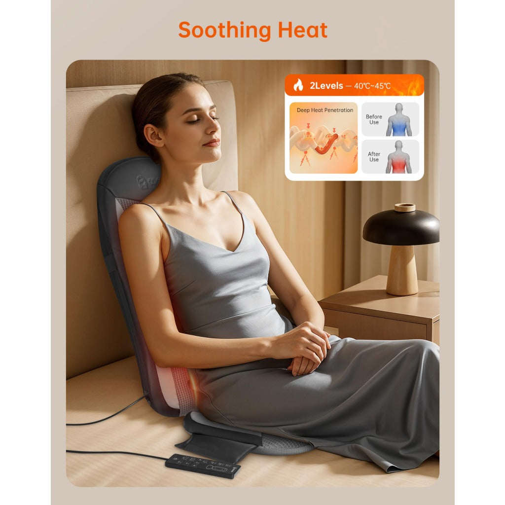 Comfier Shiatsu Back Massager with Heat Massage Chair Pad Deep Tissue Kneading and Vibration Seat Cushion for Neck Back and Hip Relief - Damaged Box
