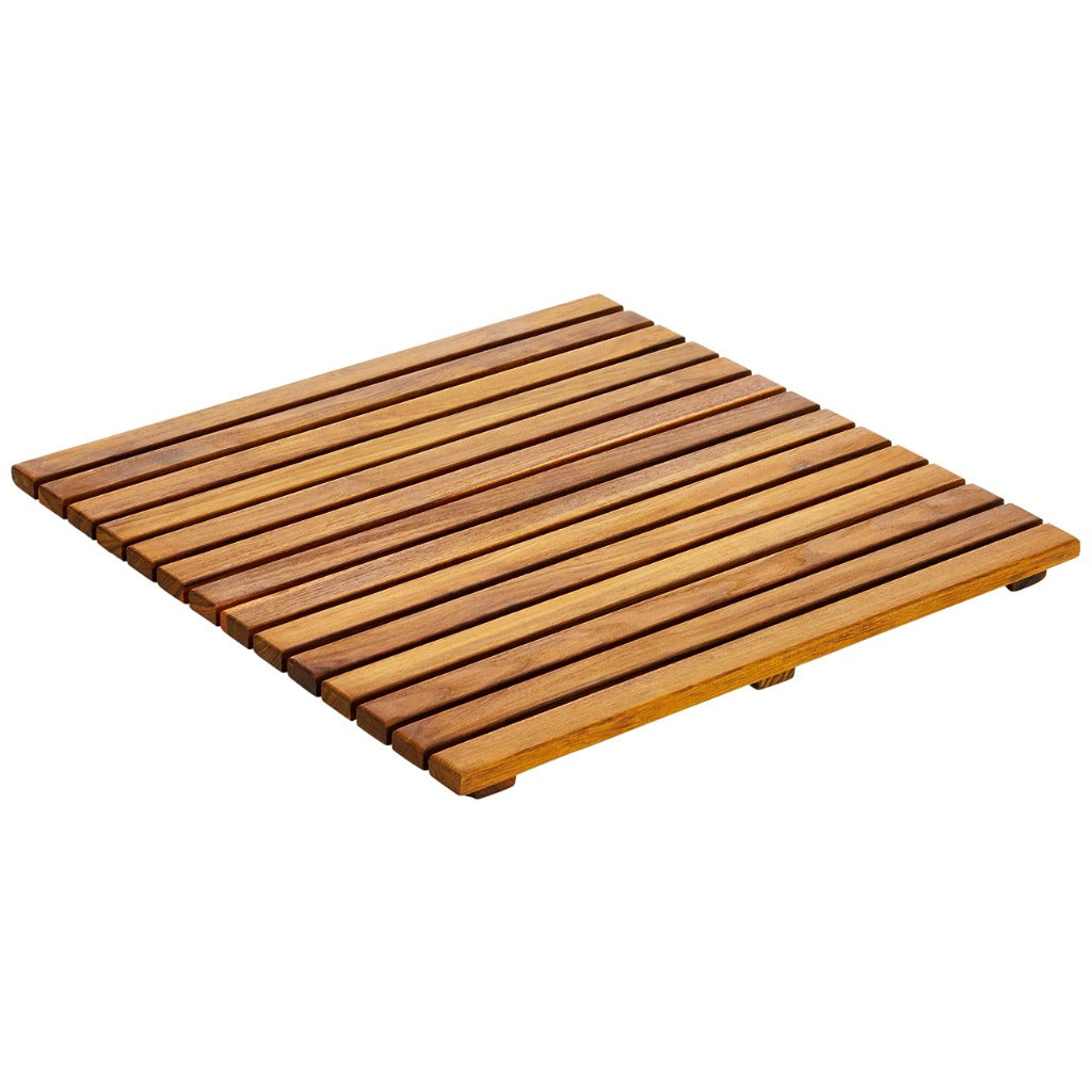 Asinox Natural Teak Wood Bath and Shower Platform 50 x 50 cm Anti-Slip Duckboard Bathroom Floor Mat Grating TEK4A5050