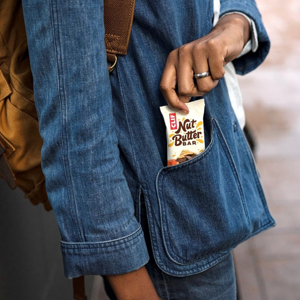 Clif Nut Butter Bar Chocolate Chip and Peanut Butter 12 x 50g Pack Organic Plant Based Protein Snack Bars 7g Protein Energy Bars - Damaged Box - BBE 04/2026