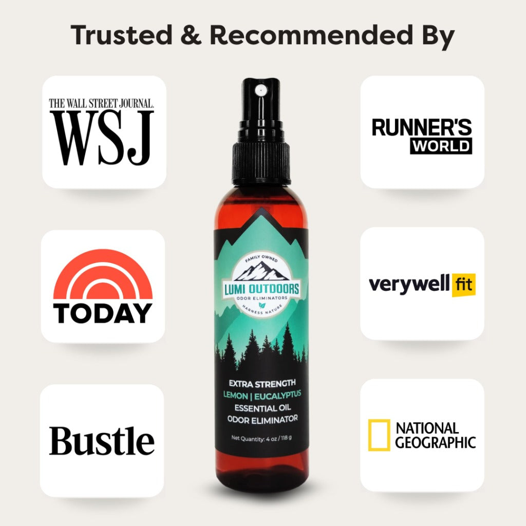 Lumi Outdoors Natural Shoe Deodorizer Spray and Foot Odor Eliminator Extra Strength Lemon Eucalyptus Scent 118ml Boot and Sneaker Freshener - Damaged Box