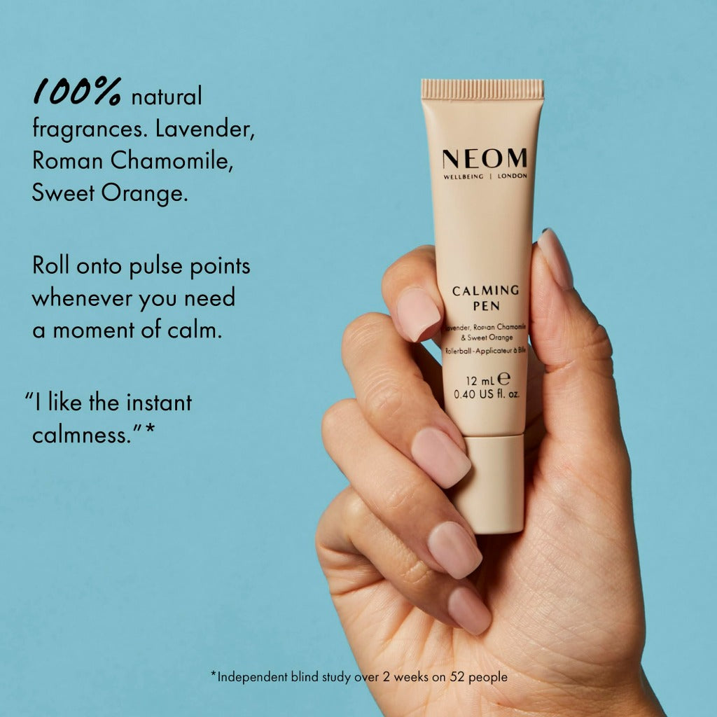 Neom Calming Pen 12ml Lavender Chamomile and Orange Aromatherapy Pulse Point Roller Ball Essential Oil Blend for Stress Relief Vegan - Damaged Box