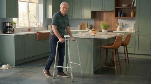 Walking Frame Ultra Narrow Lightweight Aluminium Height Adjustable Medium S63209.M Ergonomic Hand Grips Non-Slip Ferrules Mobility Aid - Very Good
