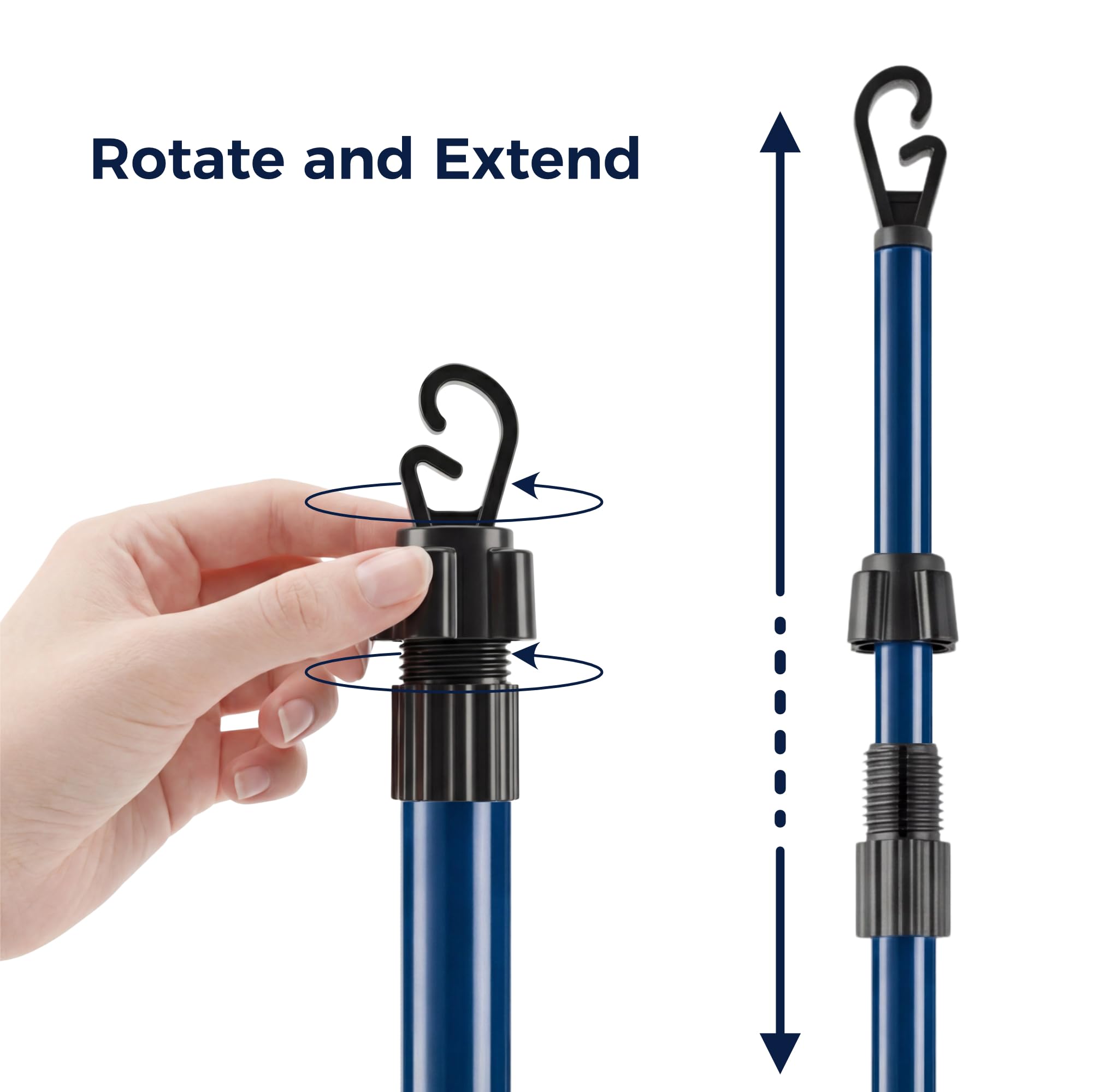 Heavy Duty Telescopic Washing Line Prop Pole 2.6m Galvanised Steel Extendable Clothesline Support Outdoor Garden Laundry Airer Pack of 2 - Damaged Box