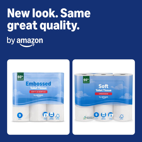 Amazon Soft Toilet Tissue 45 Rolls Bulk Pack 2-Ply White Bathroom Paper 200 Sheets Per Roll FSC Certified Bulk Buy