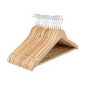 Bargain Factory Wooden Coat Hangers Pack of 20 Natural Wood Suit Hangers with 360 Degree Swivel Hook Trouser Bar and Shoulder Notches