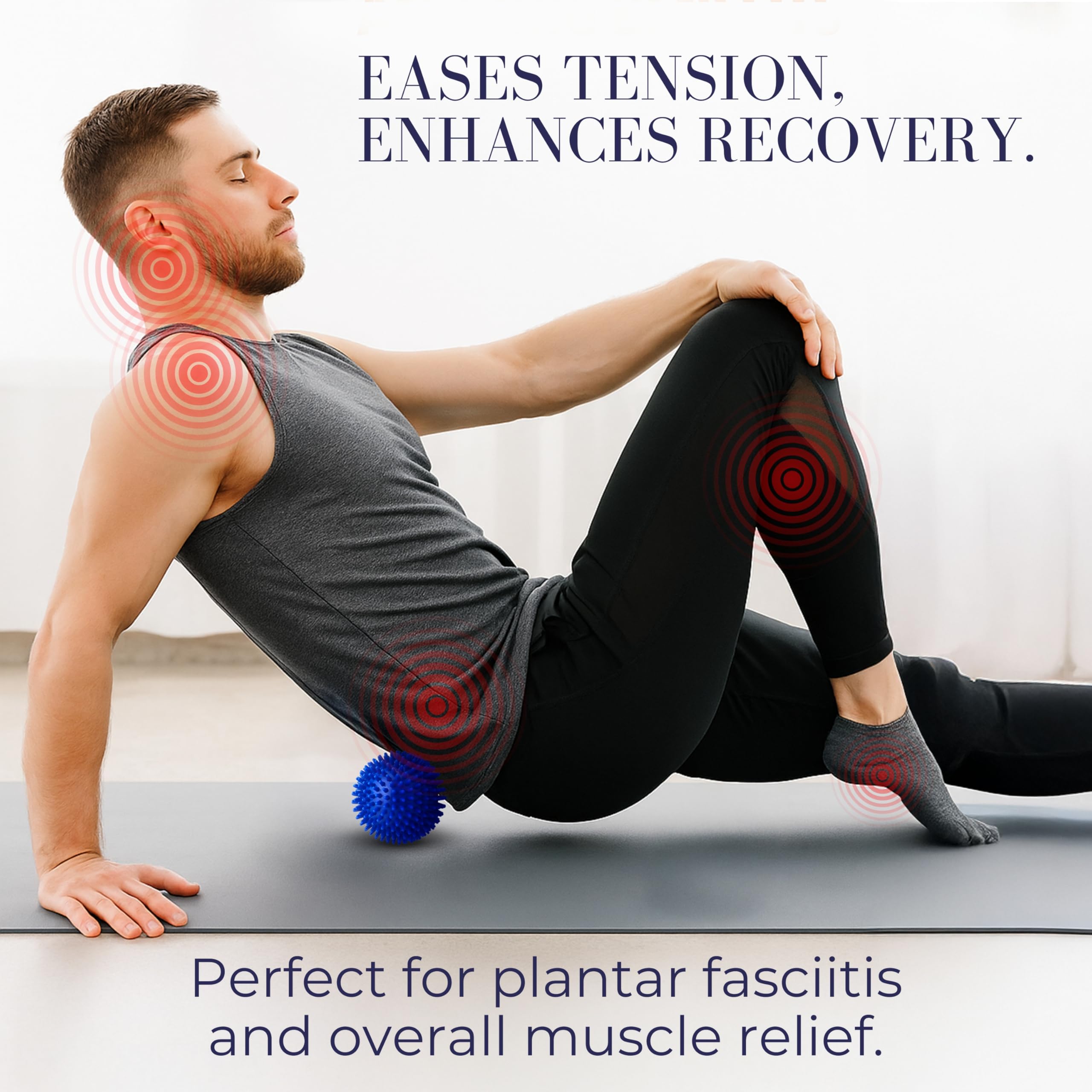 Spikey Massage Ball 10cm Blue Firm Deep Tissue Trigger Point Roller for Foot Back and Glutes Myofascial Release Physio Tool