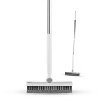 Swan Elevate Angled Floor Scrubbing Brush with Squeegee 180 Degree Pivoting Head 5 Layer Stiff Bristles for Bathroom Patio and Tiles - Damaged Box