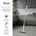 Swan Elevate Angled Floor Scrubbing Brush with Squeegee 180 Degree Pivoting Head 5 Layer Stiff Bristles for Bathroom Patio and Tiles - Damaged Box
