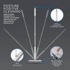 Swan Elevate Angled Floor Scrubbing Brush with Squeegee 180 Degree Pivoting Head 5 Layer Stiff Bristles for Bathroom Patio and Tiles - Damaged Box
