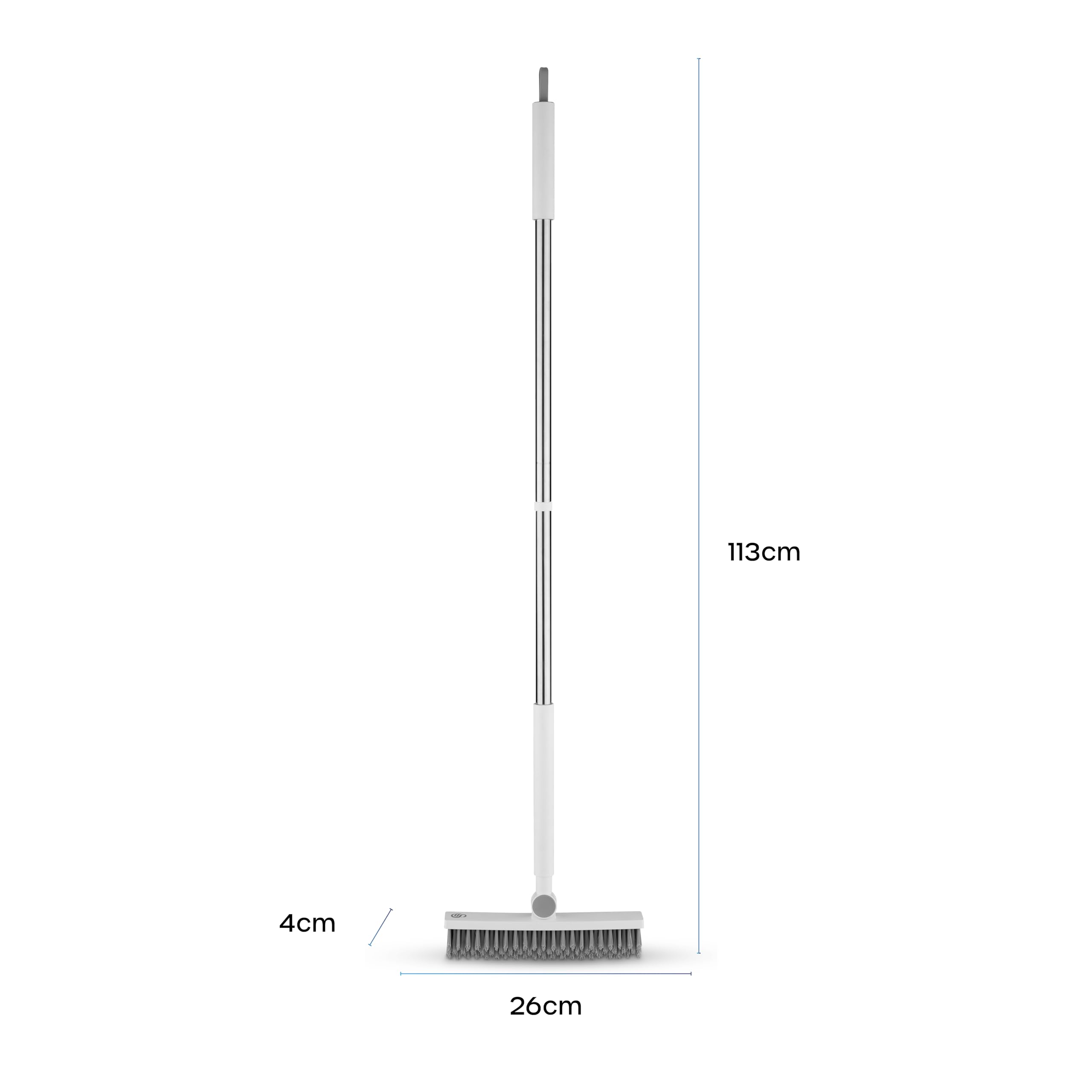Swan Elevate Angled Floor Scrubbing Brush with Squeegee 180 Degree Pivoting Head 5 Layer Stiff Bristles for Bathroom Patio and Tiles - Damaged Box