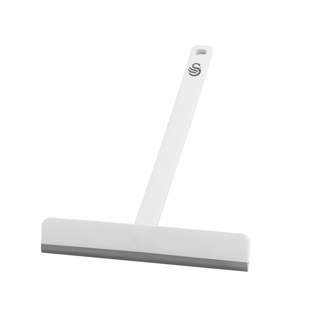 Swan Elevate Angled Floor Scrubbing Brush with Squeegee 180 Degree Pivoting Head 5 Layer Stiff Bristles for Bathroom Patio and Tiles - Damaged Box