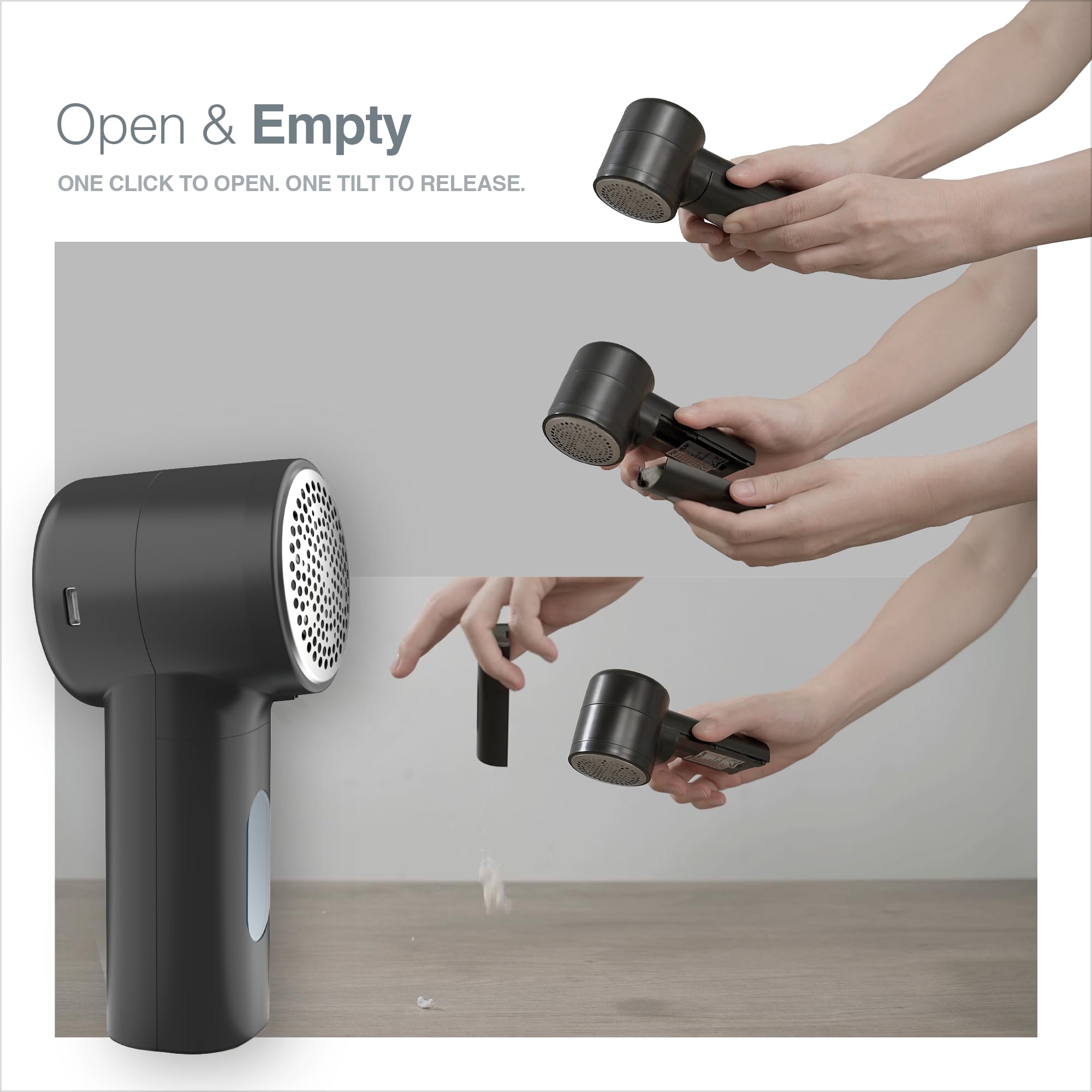 Portentum Electric Lint Remover Fabric Shaver - 3 Speeds 9000 RPM LED Display - 6-Blade USB-C Rechargeable Bobble Remover for Clothes