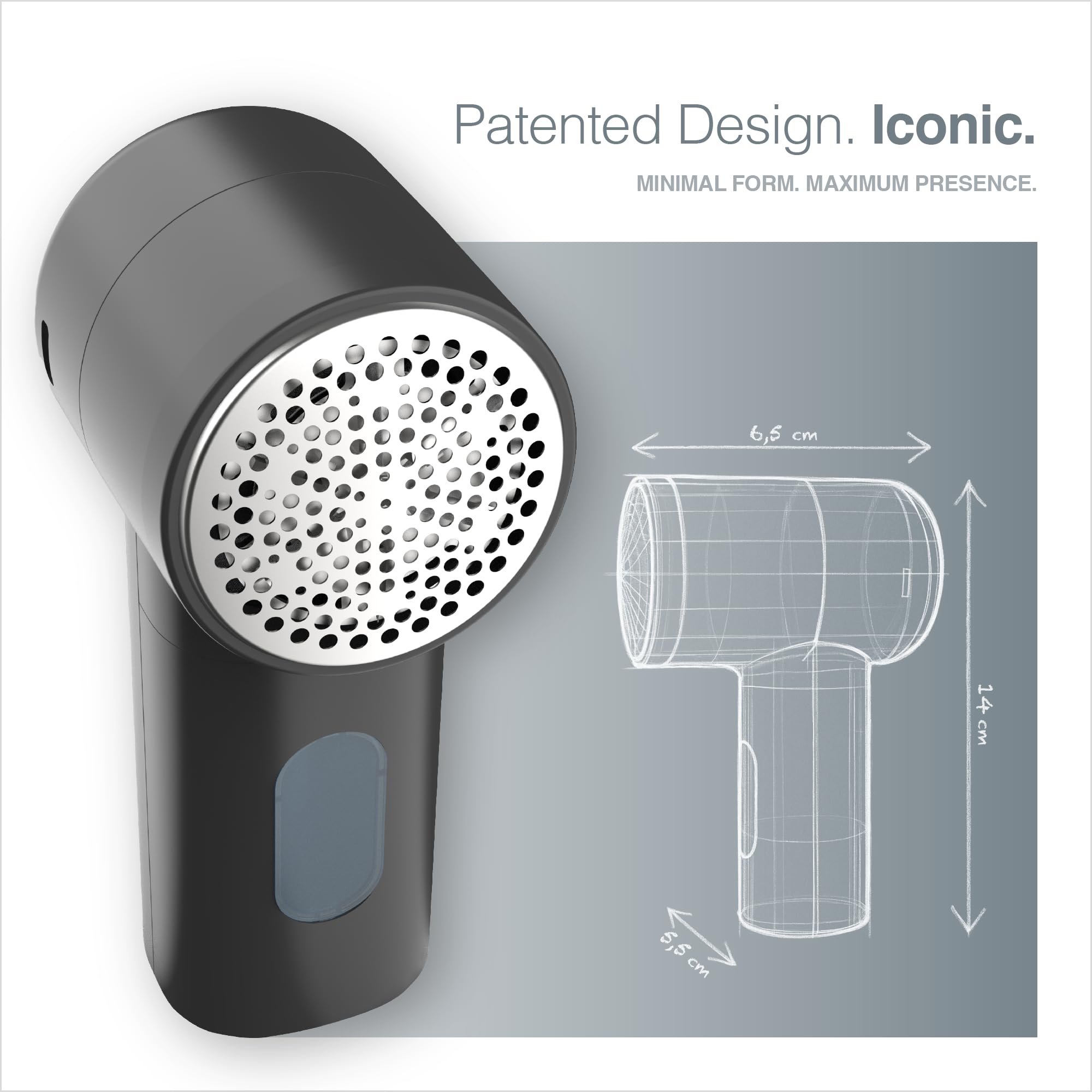 Portentum Electric Lint Remover Fabric Shaver - 3 Speeds 9000 RPM LED Display - 6-Blade USB-C Rechargeable Bobble Remover for Clothes