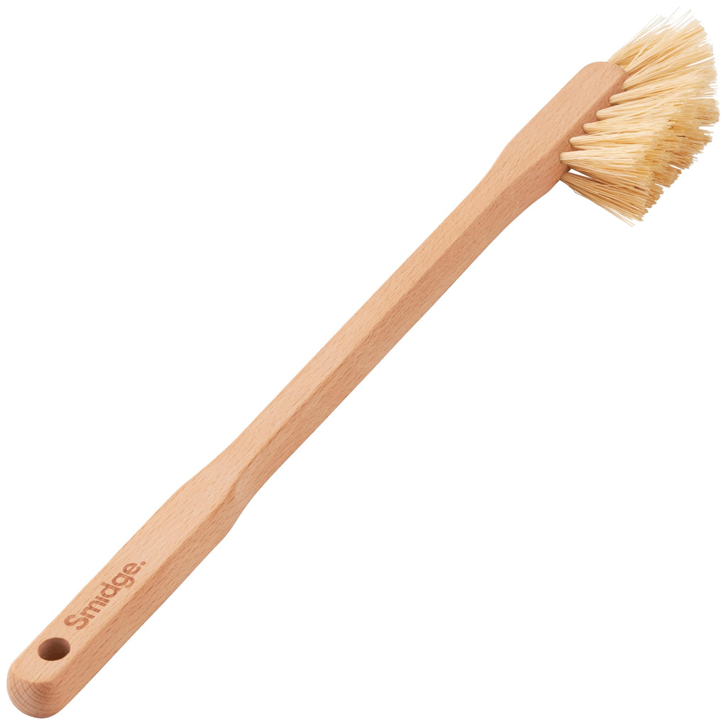 Smidge Natural Beechwood Large Bottle Brush Long Handle Wooden Dish Scrubber for Washing Up Water Bottles and Glassware
