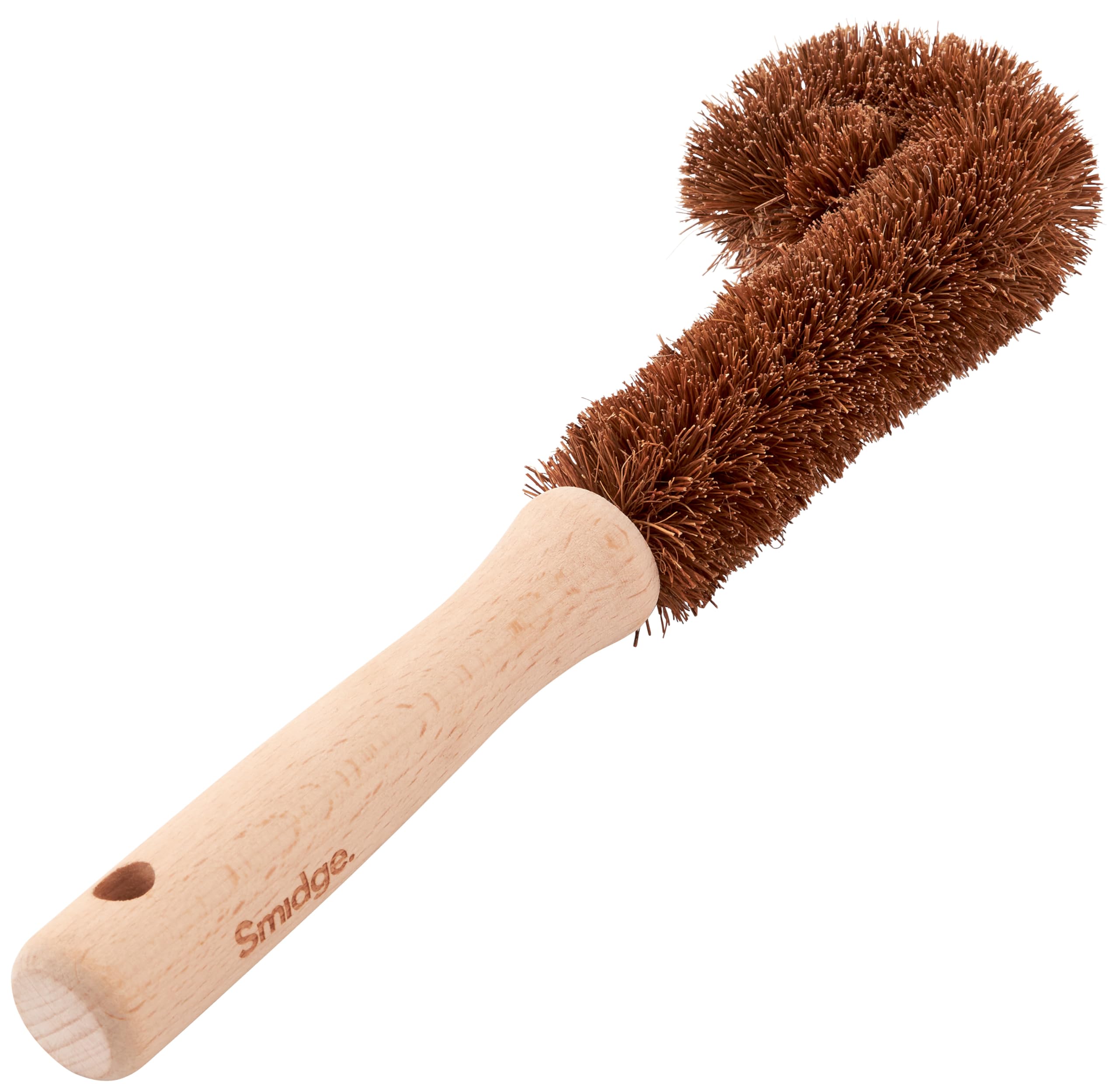 Smidge Natural Beechwood Large Bottle Brush Long Handle Wooden Dish Scrubber for Washing Up Water Bottles and Glassware